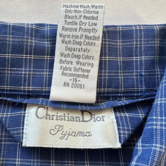 Christian Dior Pyjama Top Adult S Blue Plaid Luxury Sleepwear Overshirt Resort‎ - Picture 8 of 11